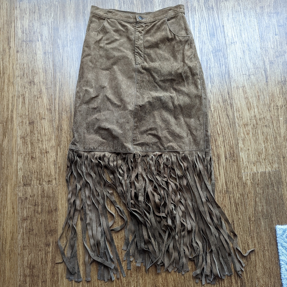Suede Skirt with Frills